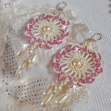 BO Détente montées avec perles rondes, gouttes nacrées, rocailles rose Antique et dormeuses en Argent 925